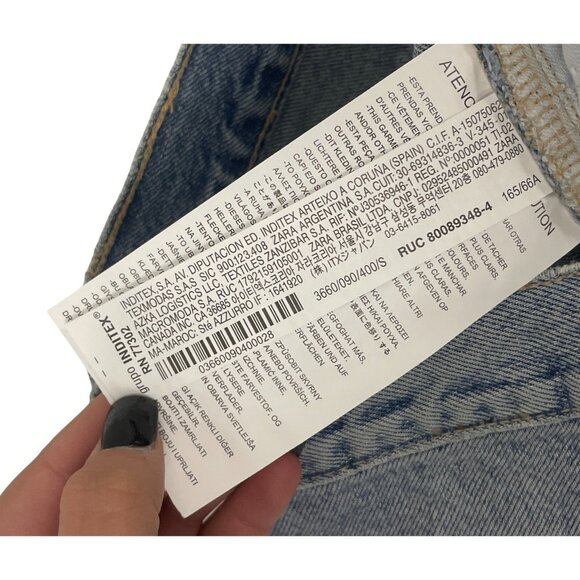 Zara Womens Long Denim Maxi Skirt Small Midi Waist Blue Front Slit 3660/090 NWT - Picture 11 of 15